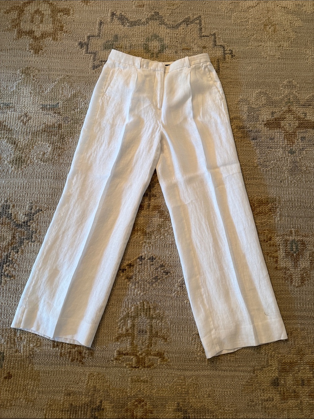 J. Crew Women’s White Linen Wide Leg Pants